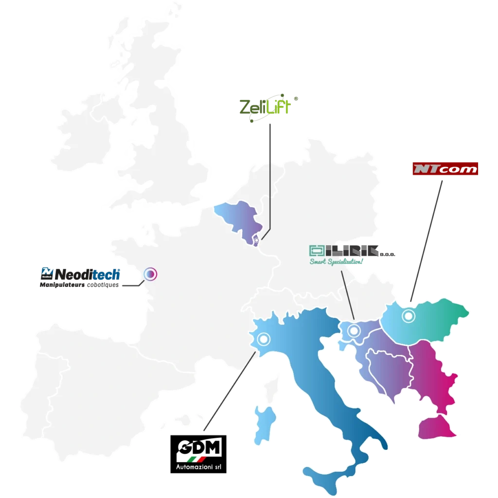 Karte der Handhabungsgerät Händler Europa – industrielle Manipulatorarme Neoditech